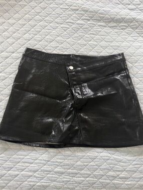 Ronny Kobo Collection Black Faux Leather Skirt